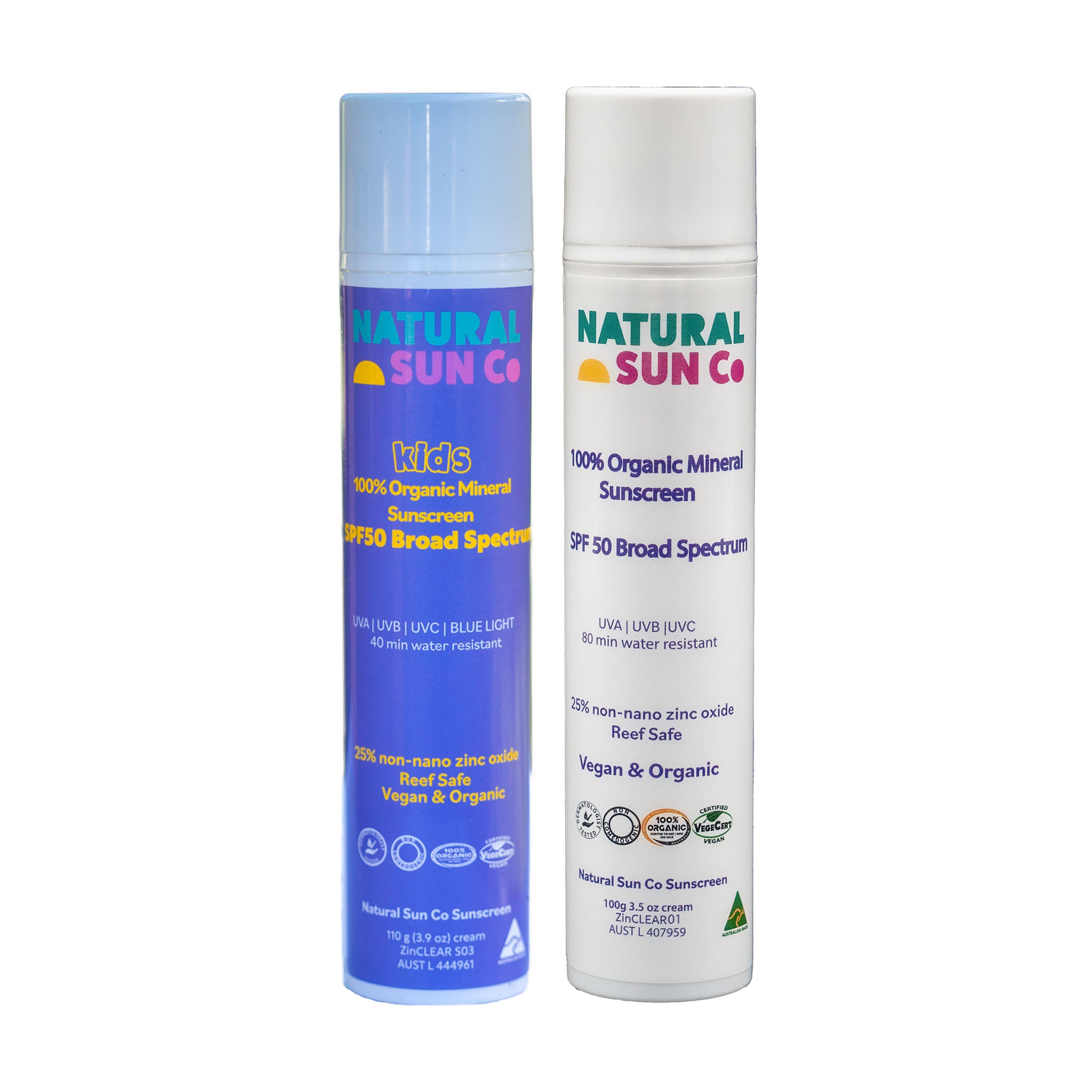 2X Adult & Kids 100% Organic Mineral Sunscreen SPF50 Broad Spectrum