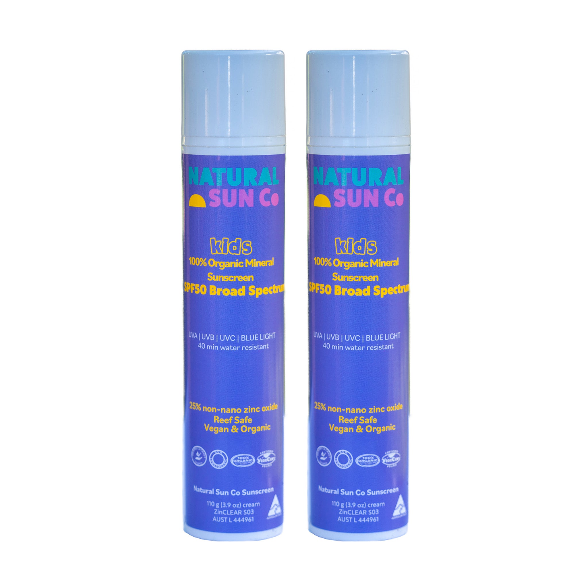 2X Kids 100% Organic Mineral Sunscreen SPF50 Broad Spectrum