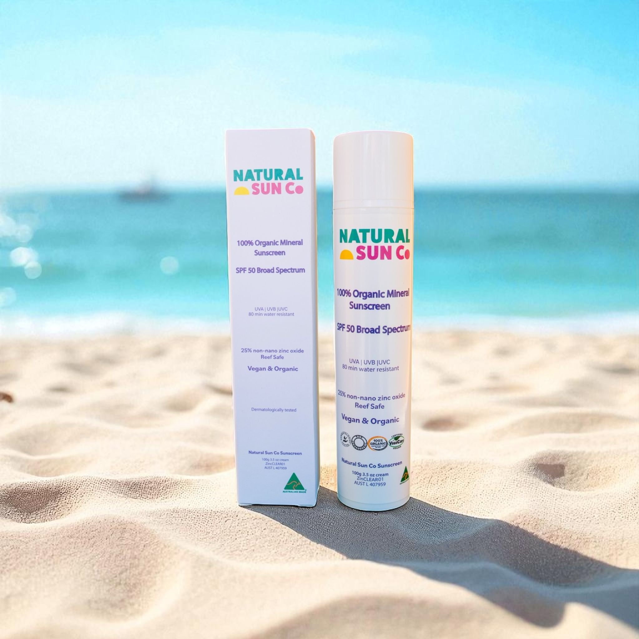 100% Organic Mineral Sunscreen SPF50 Broad Spectrum